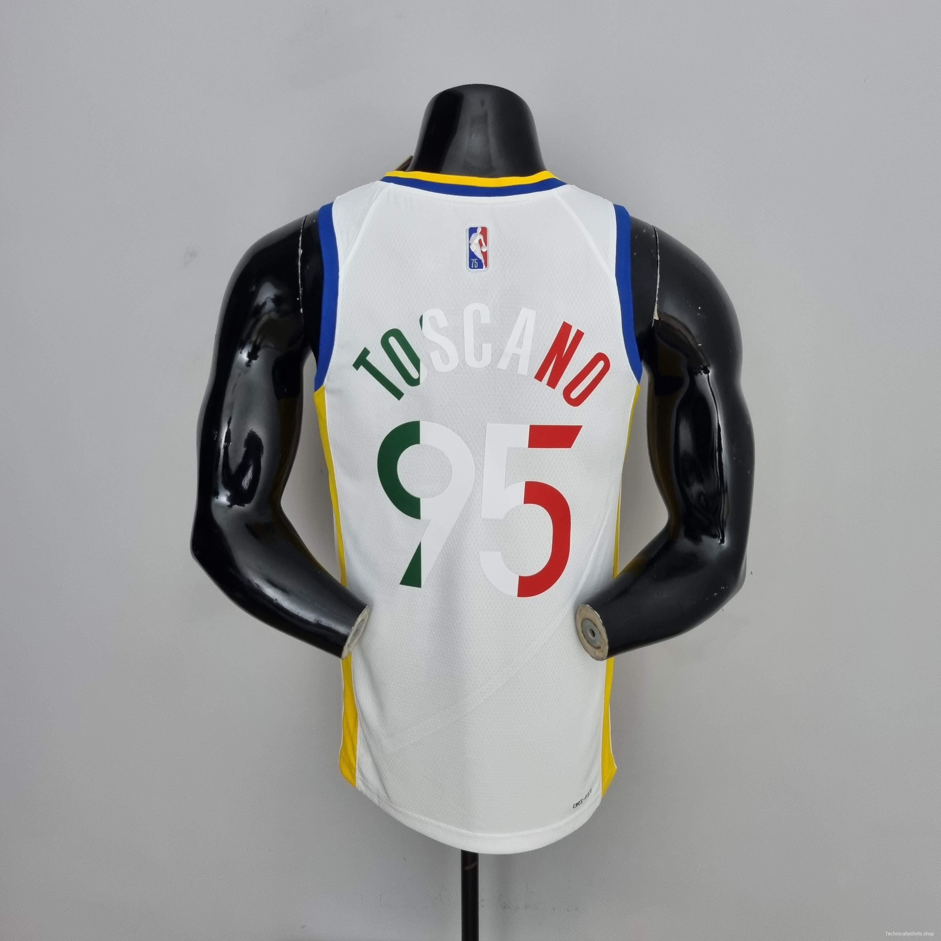 75th Anniversary Toscano#95 Golden State Warriors Mexico Exclusive White NBA Jersey