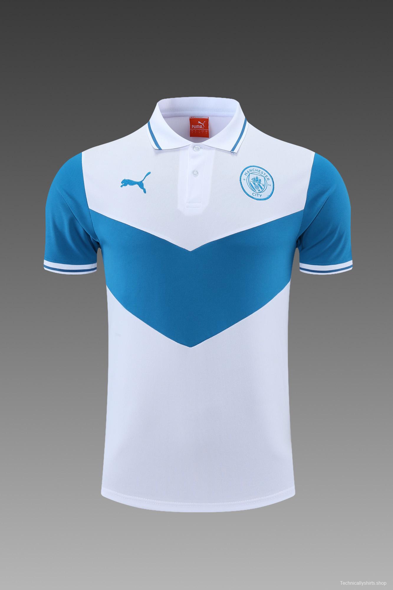 Manchester City POLO kit White and Blue Stripes(not supported to be sold separately)