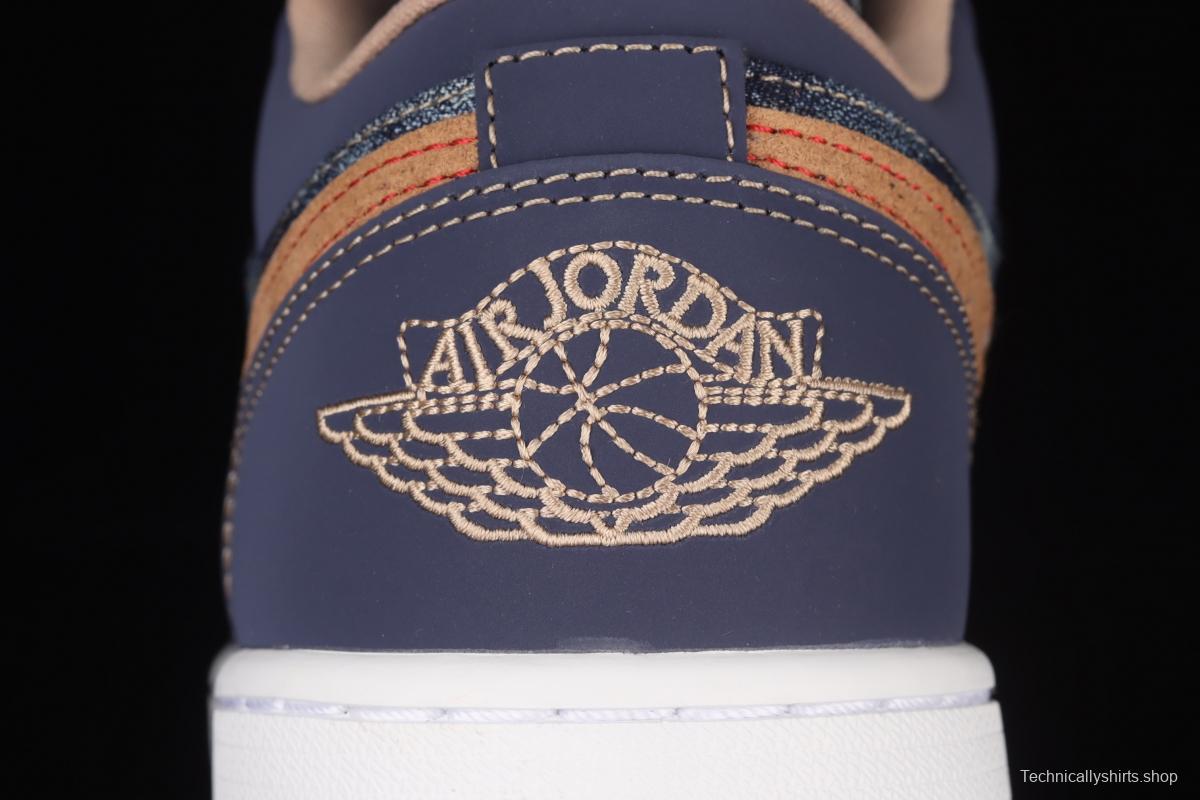 Air Jordan 1 Low dark blue denim low side culture leisure sports shoes DH1259-400