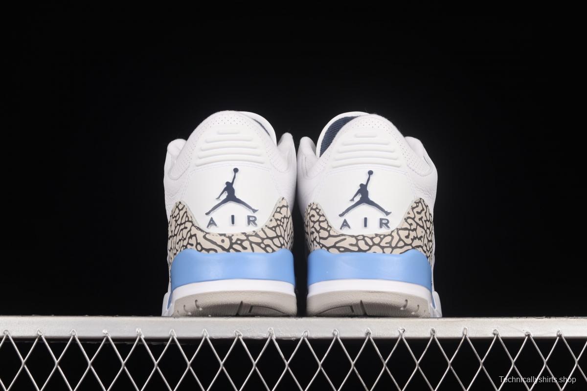 Air Jordan 3 UNC AJ3 Joe 3 North Carolina blue white burst blue crack in the basketball shoes CT8532-104