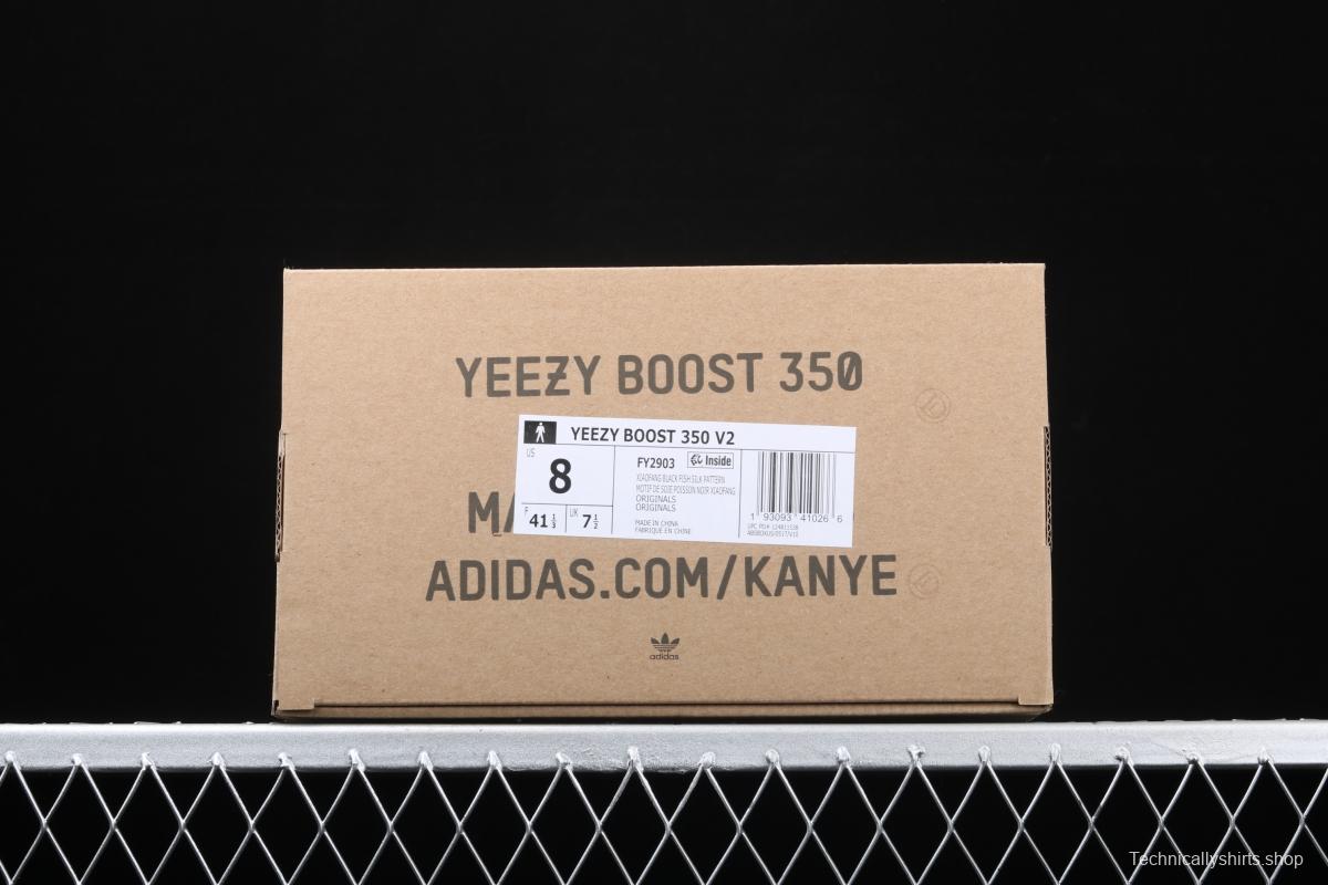 Adidas Yeezy Boost 350V2 Cinder FY2903 Darth Coconut 350 second generation hollowed-out side transparent rubber black angel color