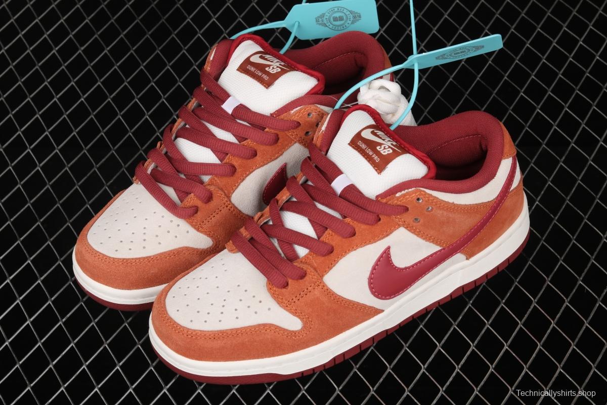 NIKE SB DUNK Low Pro brown-red color matching low-top casual board shoes BQ6817-202