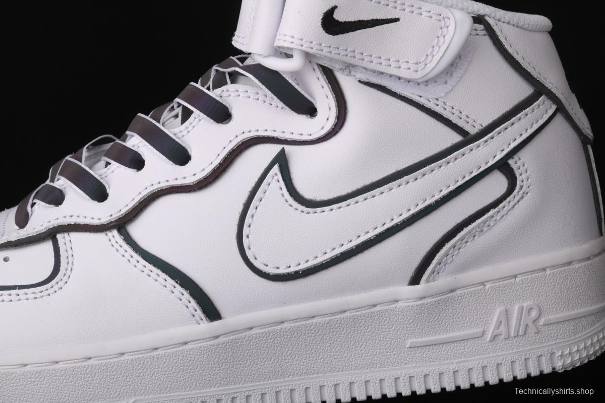 NIKE Air Force 1' 07 Mid laser white 3M reflective medium-help leisure sports board shoes 368742-810