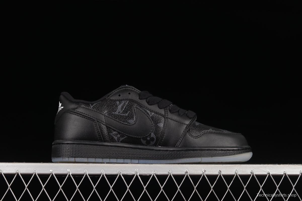 LV x Air Jordan 1 custom low-top retro culture basketball shoes CQ4277-003