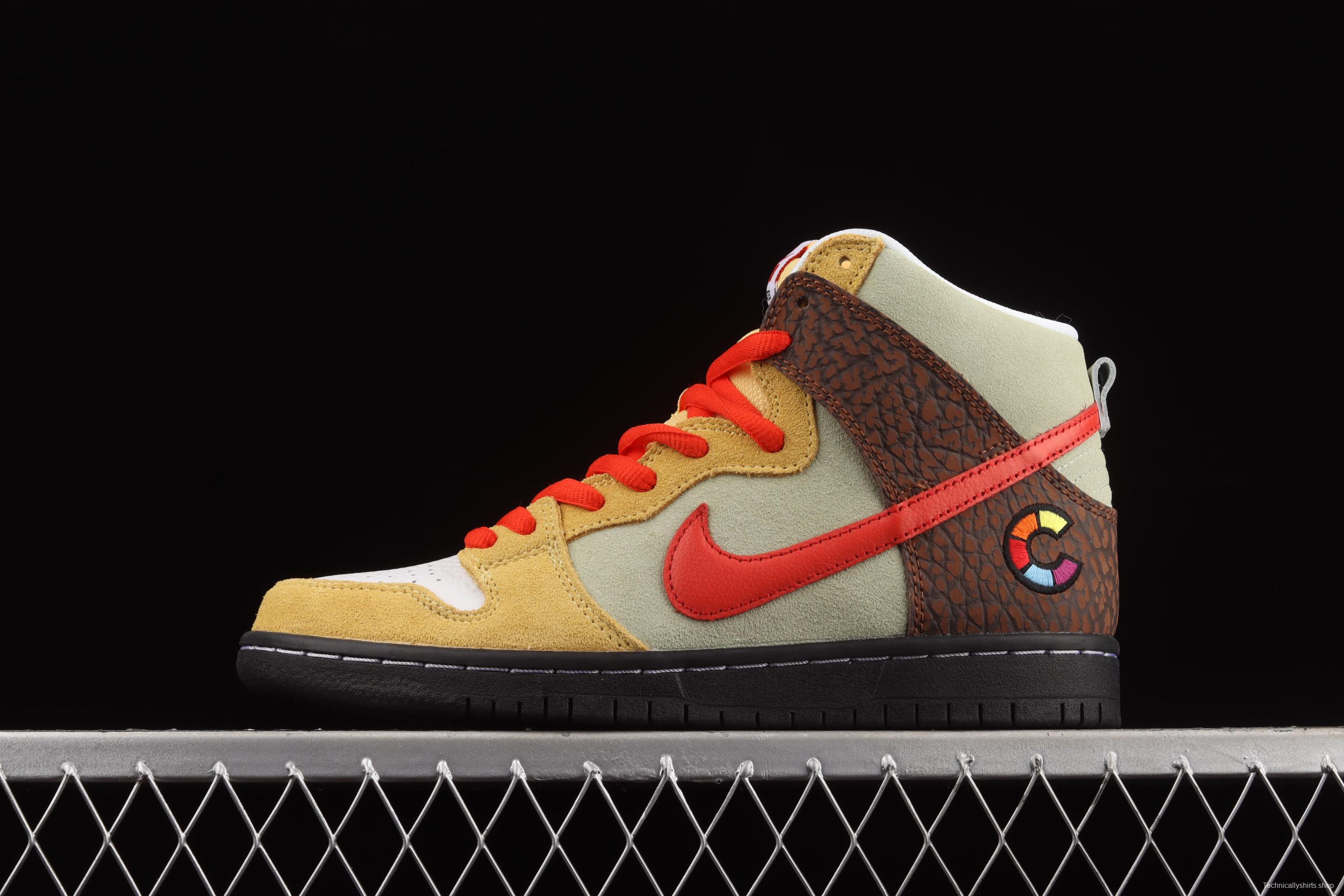 Color Skates x NIKE SB DUNK High burrito yellow brown red CZ2205-700