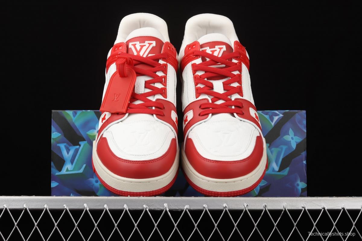 Authentic LV 2021ss early spring fashion catwalk sneakers 410N RED WHITE