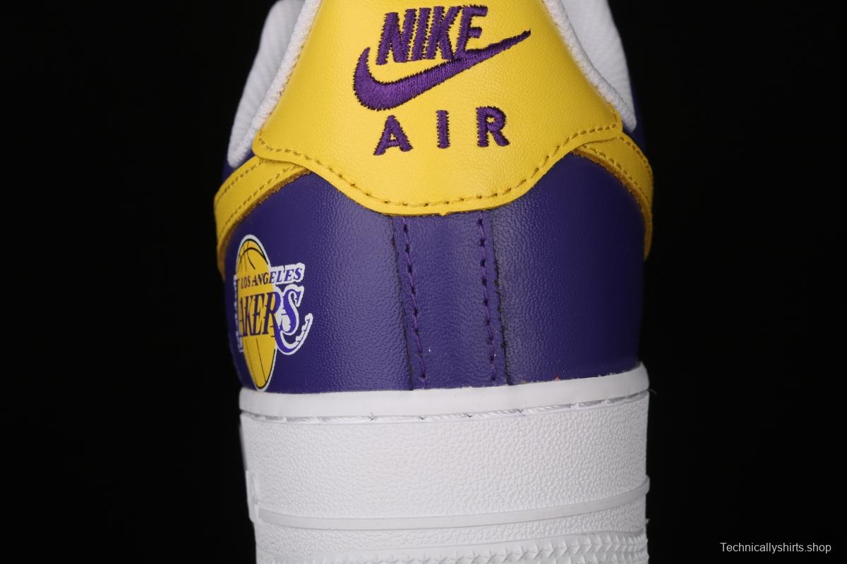 NIKE Air Force 1: 07 co-signed Kobe Bryant Lakers LA white and purple shoes with yellow color low-top casual shoes 315122-118