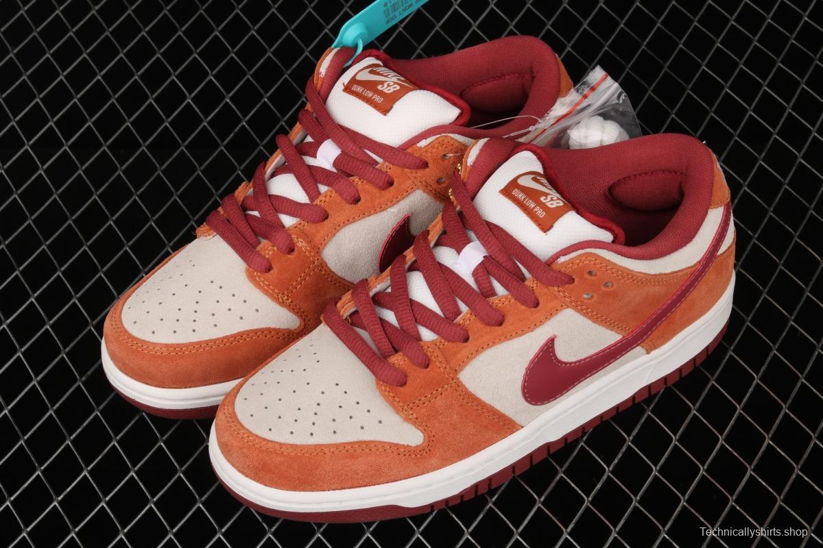 NIKE SB DUNK Low Pro brown-red color matching low-top casual board shoes BQ6817-202