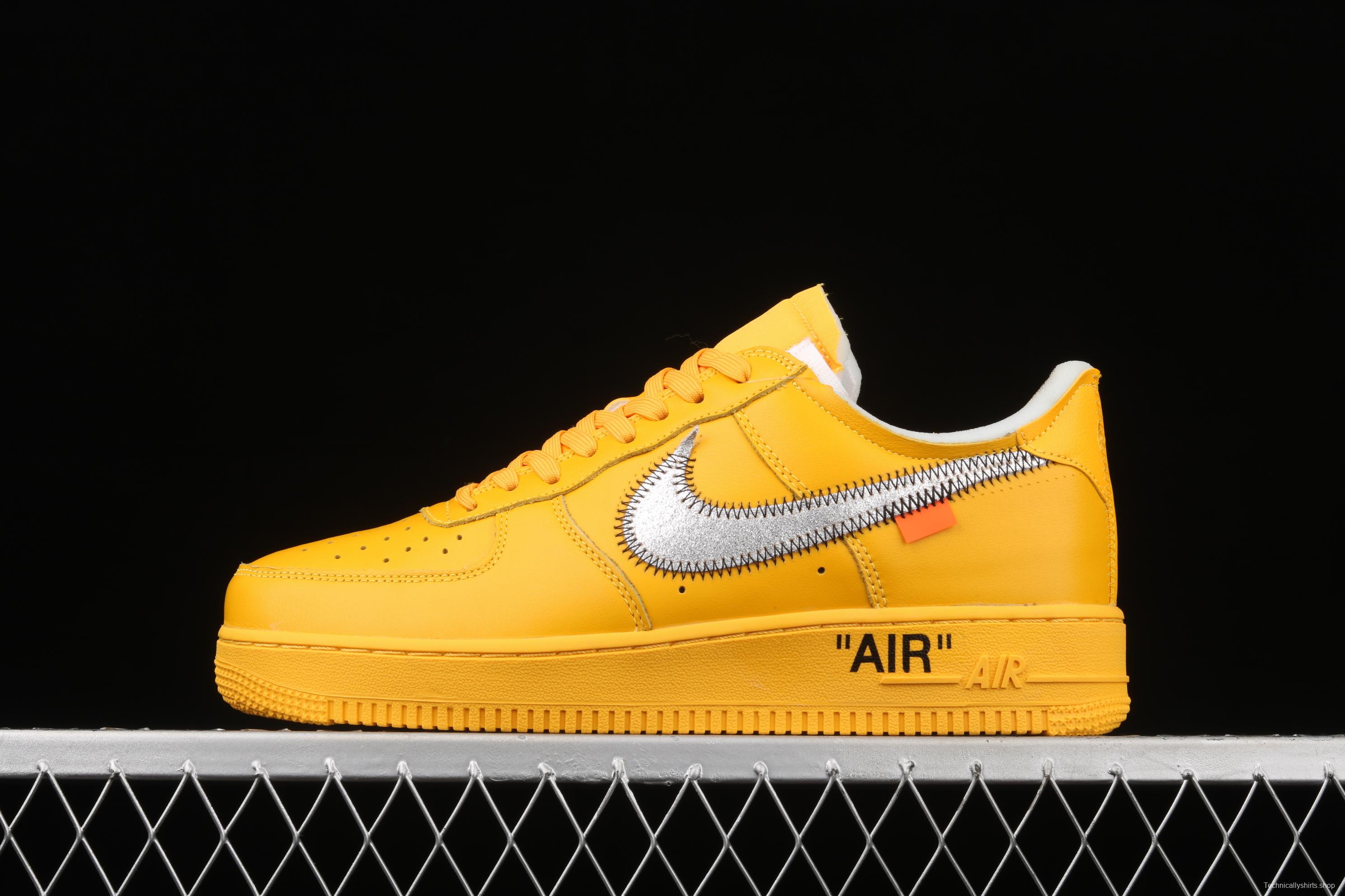 OFF-White x NIKE Air Force 1 x OFF White University Gold co-branded gold and silver hook low-top casual board shoes DD1876-700