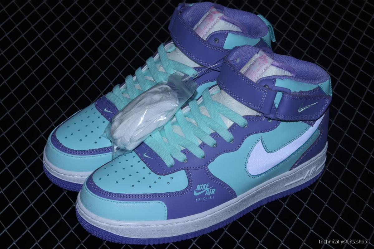 NIKE Air Force 1 Mid sells blue and purple color Zhongbang leisure board shoes CV3039-107overseas