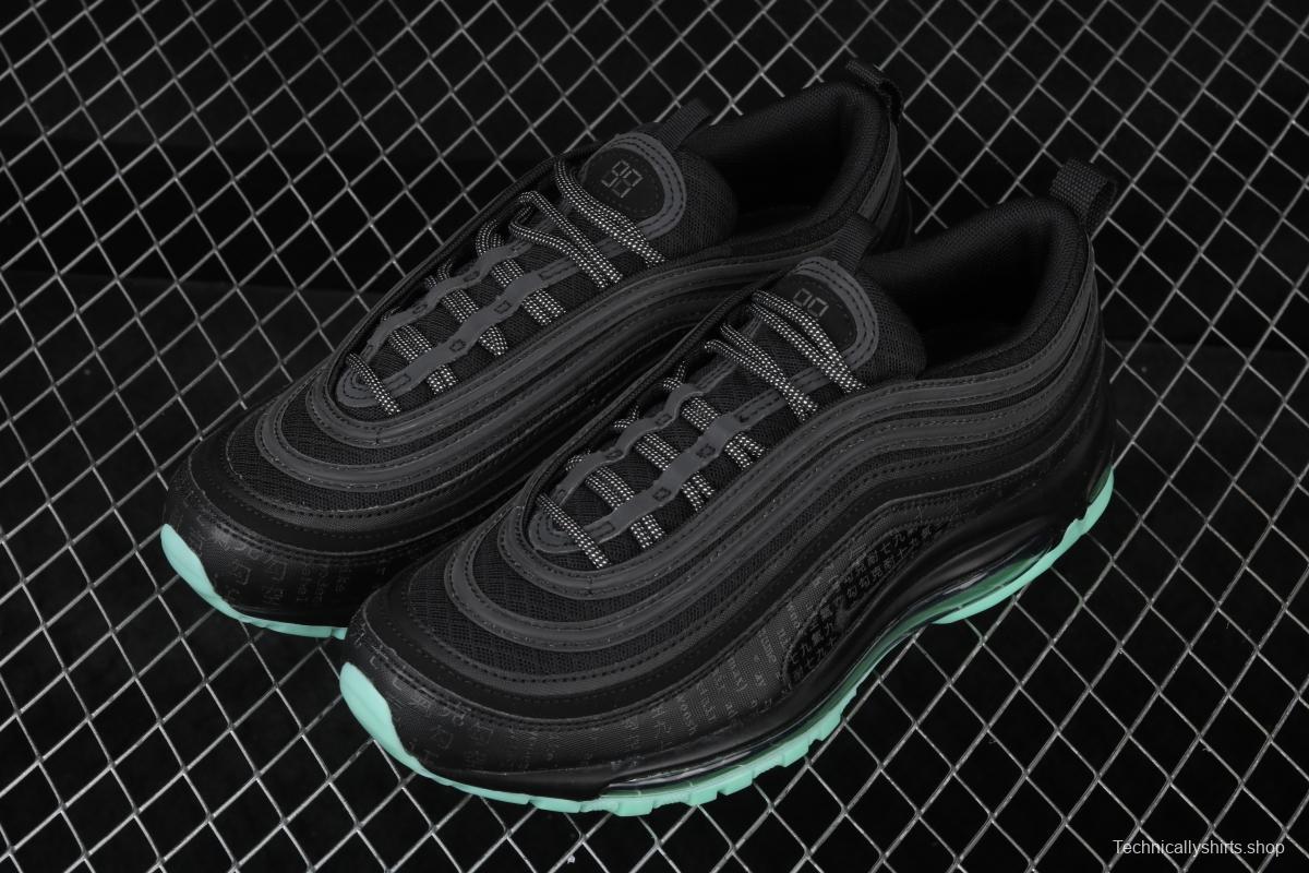 NIKE Air Max 97 GLOW black and green luminous bullet air cushion running shoes 921826-017