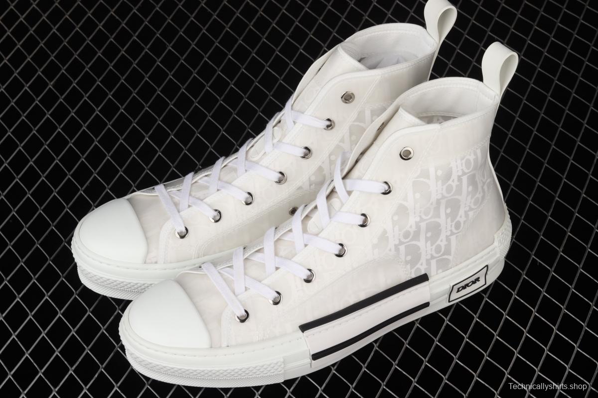 Authentic Dior B23 Oblique High Top Sneakers Dior CD ghosting high upper board shoes 3SH118YJR 063 White