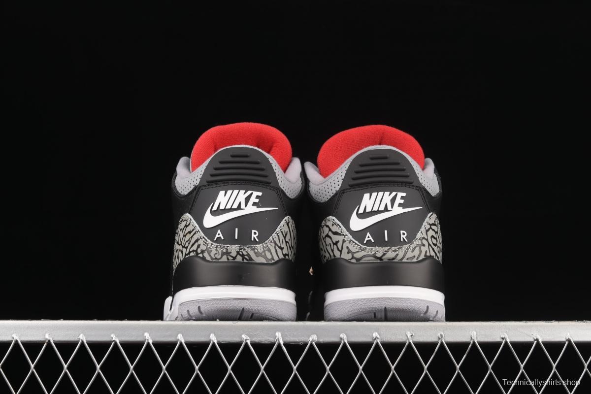 Air Jordan 3 Retro Black Cement (2018) AJ3 Joe 3 re-engraved black cement 854262-001