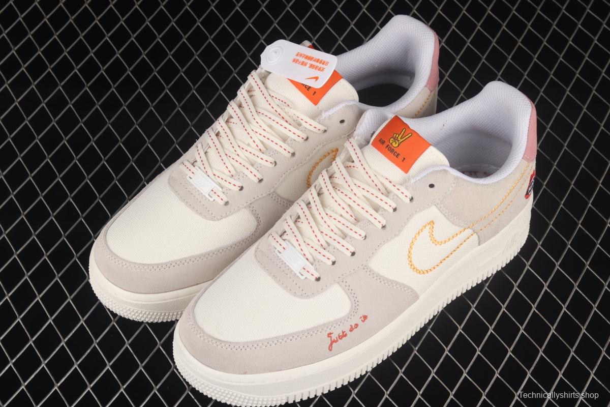 NIKE Air Force 1 Low Sail lipstick embroidered low-top casual board shoes DQ7656-100