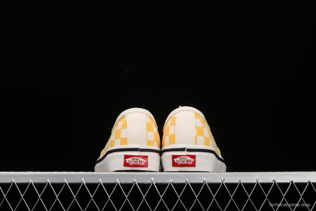 Vans Authentic classic Anna Heim orange checkerboard 4-hole low-edge high-end vulcanized skateboard shoes VN0A54F241P