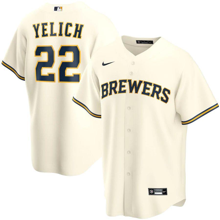 Men's Christian Yelich Cream Home 2020 Player Team Jersey