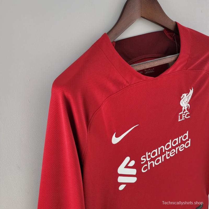 22/23 Long Sleeve Liverpool Home  Soccer Jersey