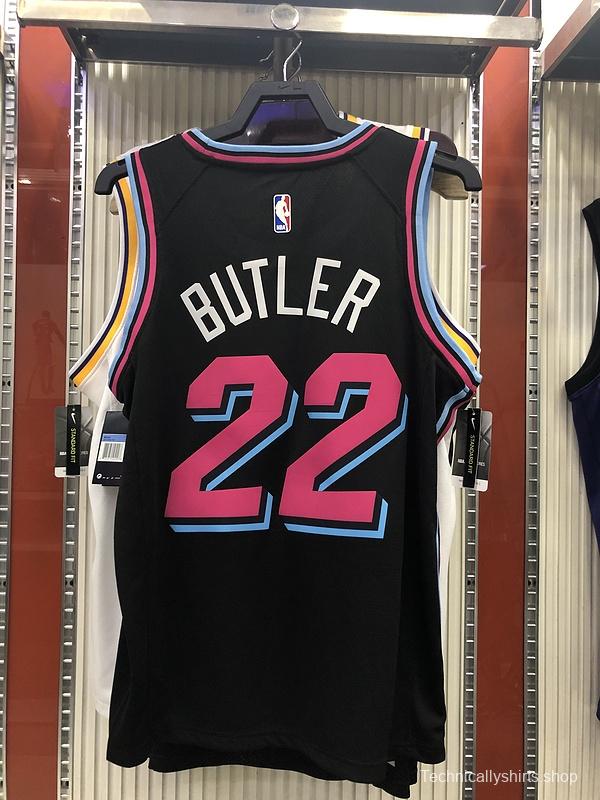 2019-20 NBA Heat Pressed Men's Black Miami Heat #22 Jimmy Butler City Edition Jersey