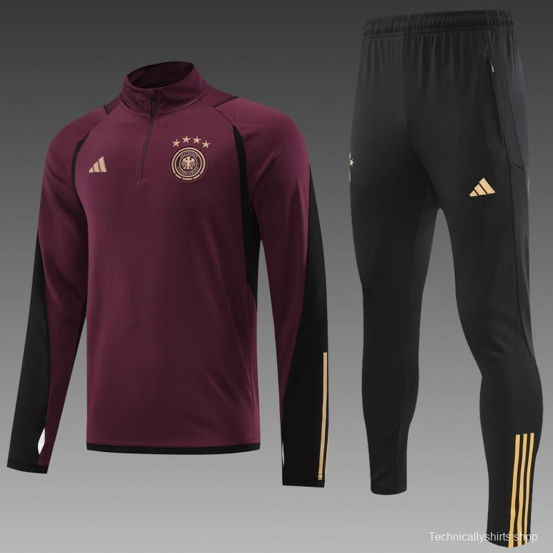 2022 Germany Wine Half Zipper Tracksuit