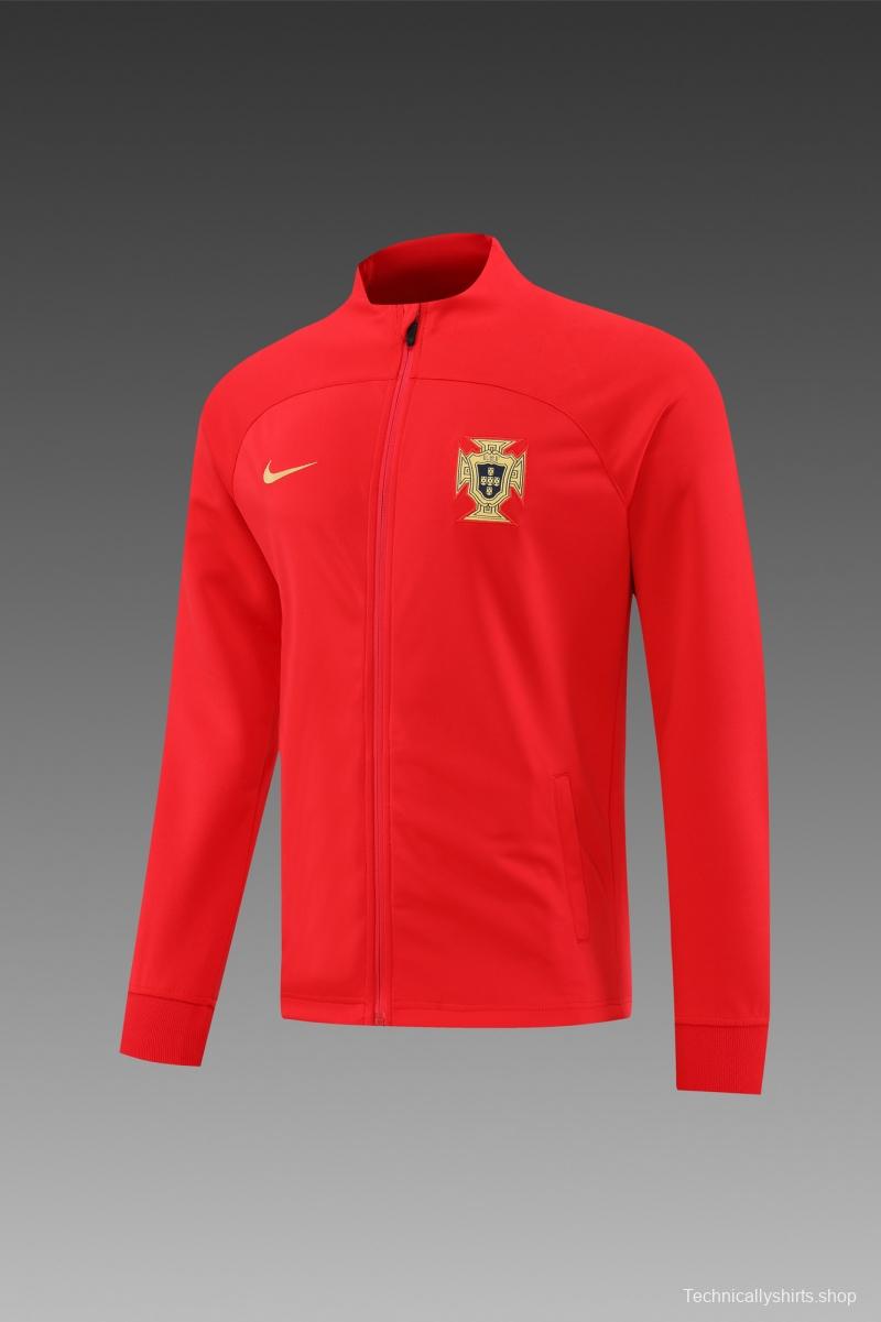 2022 Portugal Red Full Zipper Tracksuit