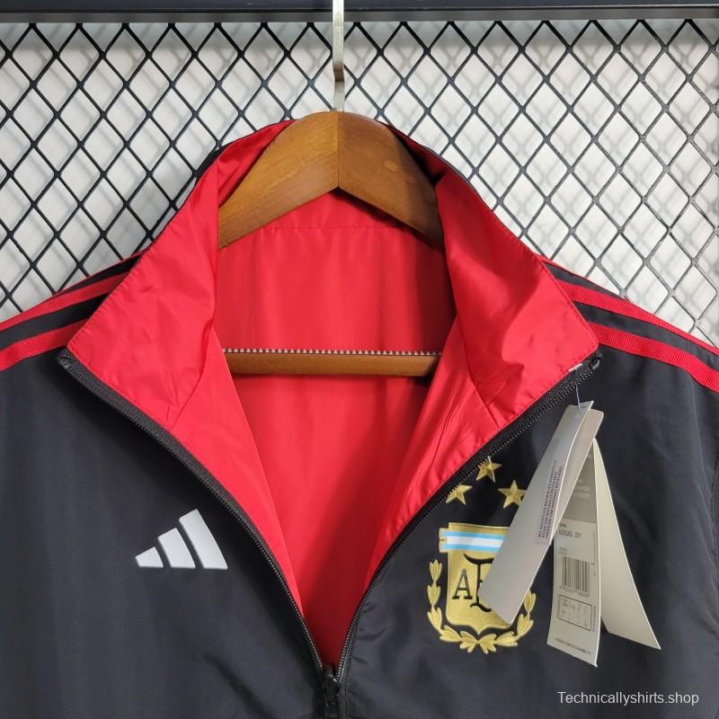 2023 Reversible 3-star Argentina Red/Black Windbreaker