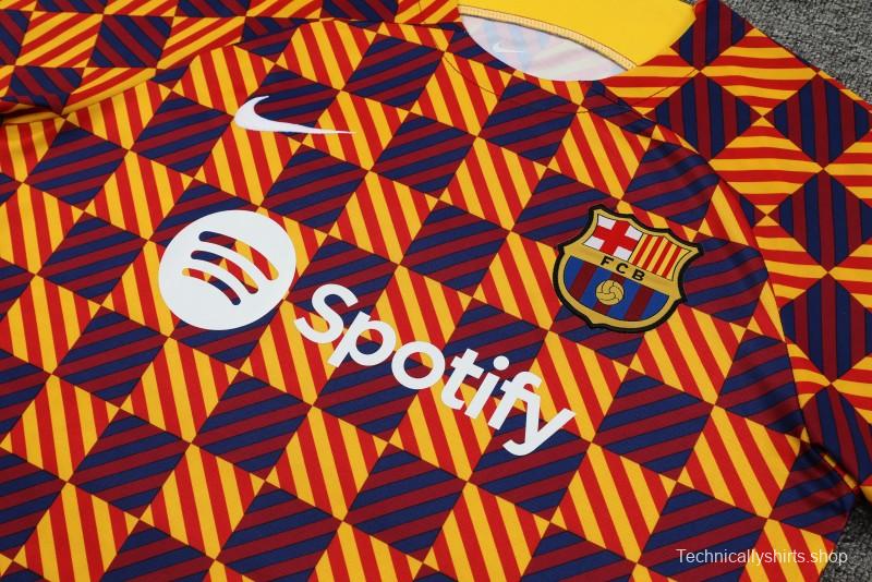 23-24 Barcelona Special Orange Grid Short Sleeve+Shorts