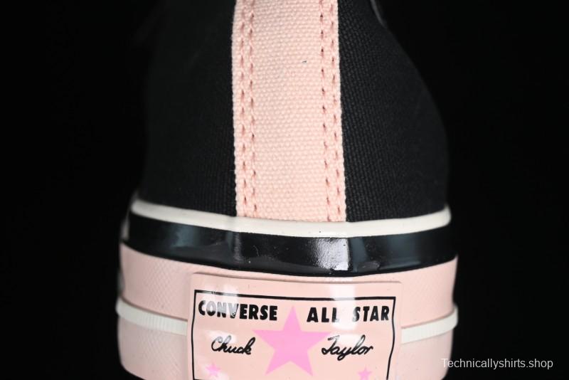 Converse Chuck 70s High Top Canvas Sneakers with Chain Accents in Black & Pink - A09539C