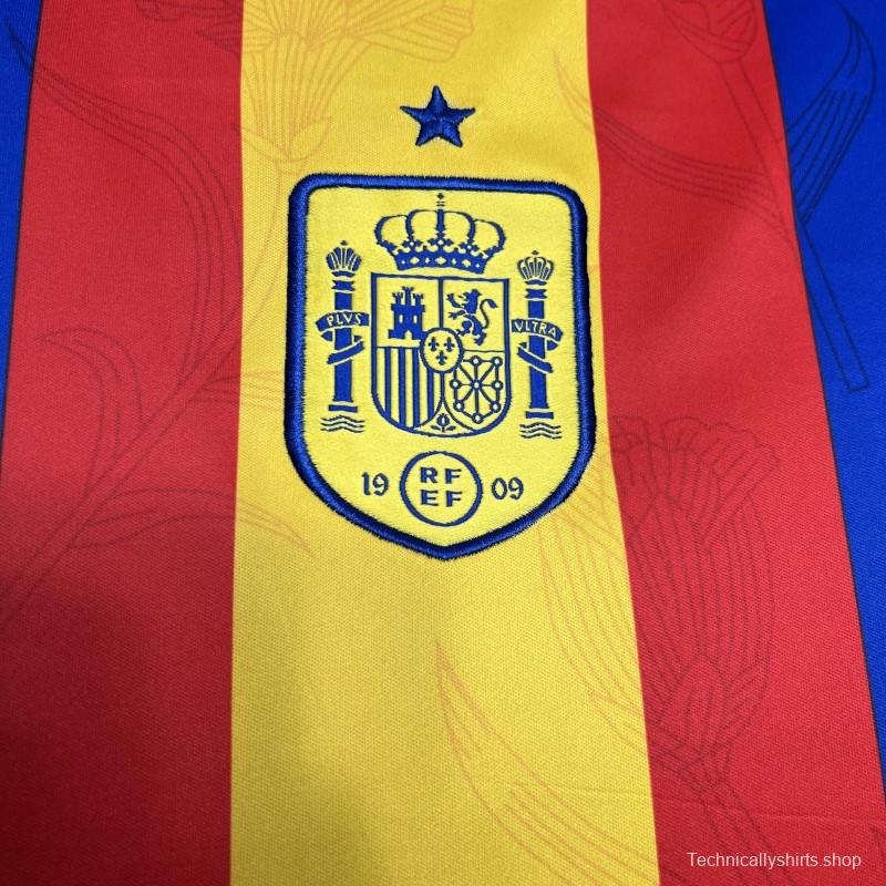 2024 Spain Euro Blue/Red/Yellow Pre-match Training Jersey
