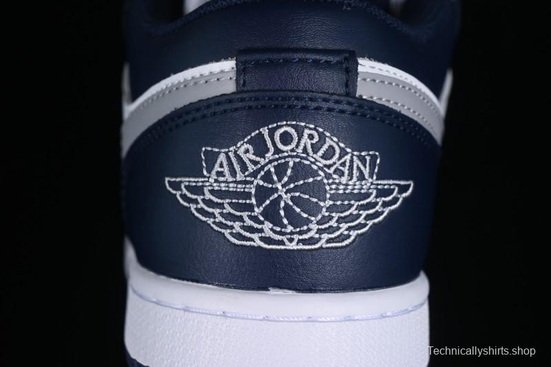 Nike Air Jordan 1 Low AJ1 White Blue Grey Low Top Lifestyle Basketball Shoes - 553558-141
