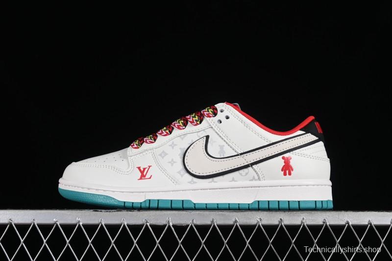 Nike SB Dunk Low LV Collaboration - Beige Violent Bear Anniversary High-End Custom Low-Top Casual Skate Shoes - SJ2068-240