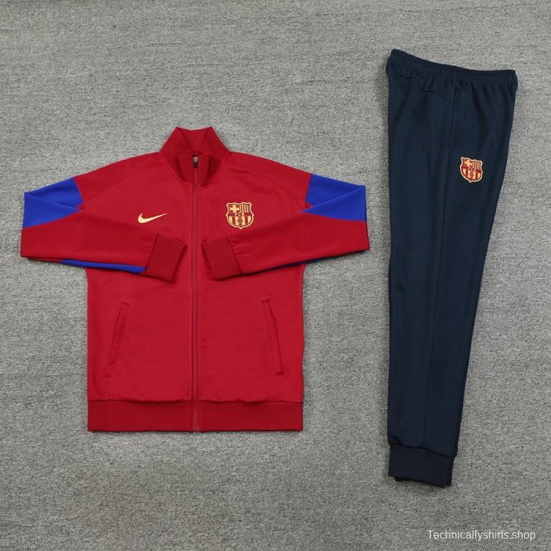 24/25 Barcelona Red Full Zipper Jacket +Long Pants