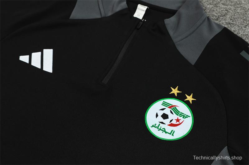 2024 Algeria Black Half Zipper Jacket+Long Pants