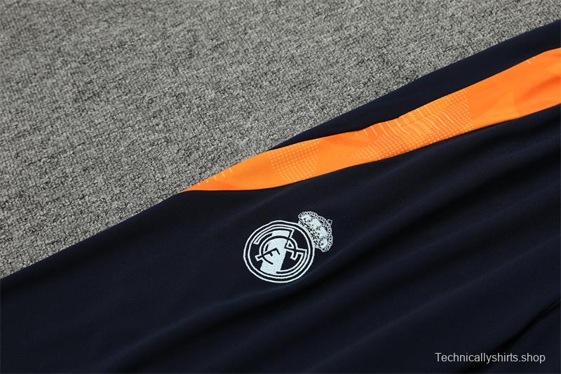 24/25 Real Madrid Light Blue/Orange Half Zipper Jacket+Long Pants