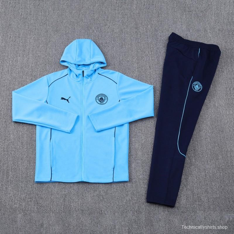 24/25 Manchester United Skyblue Full Zipper Jacket +Long Pants