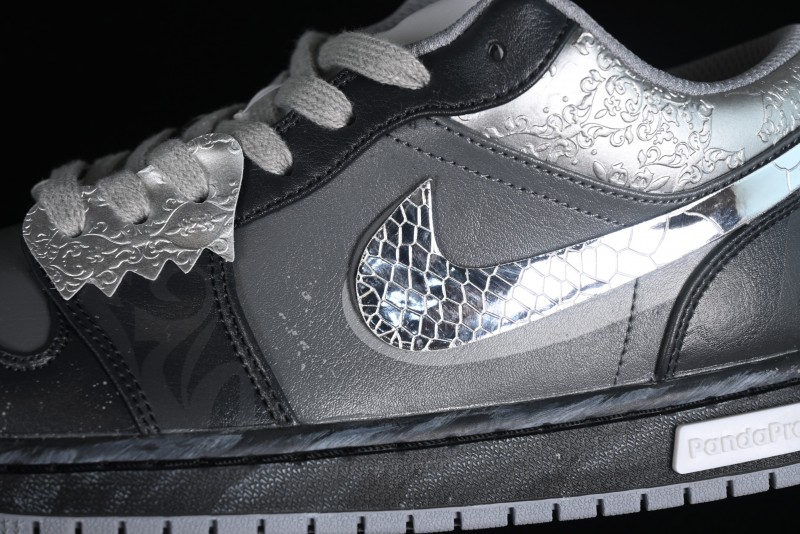 Nike Air Jordan 1 Low AJ1 Panda Prank Modern Gray Silver Black Low-top Casual Sneakers - 553560-053
