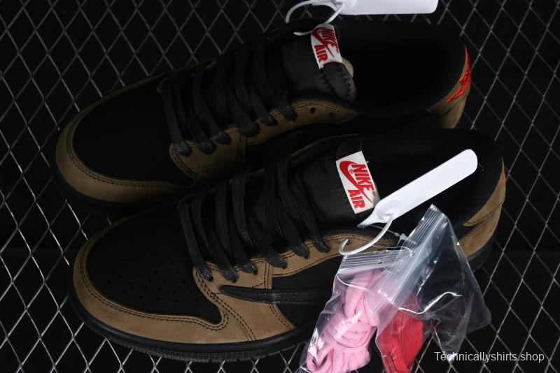 Nike Travis Scott x Air Jordan 1 Low OG AJ1 Reverse Swoosh Sneakers - DM7866-202