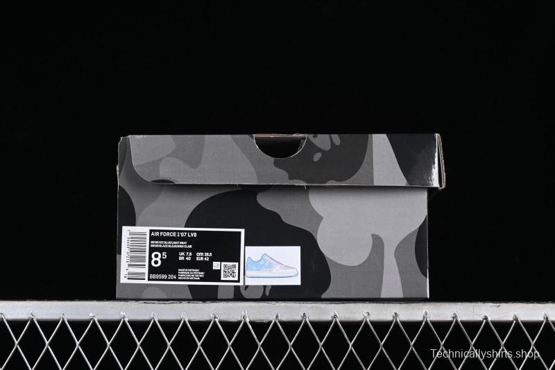 Nike Air Force 1 '07 Low Bape Collaboration - Light Grey Blue Casual Sneakers BB9599-204