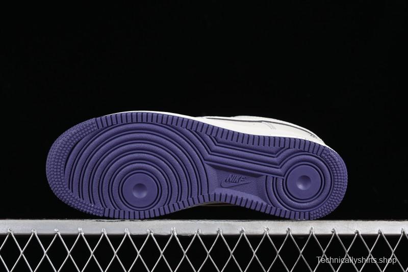 Stussy x Nike Air Force 1 '07 Low Retro Casual Sneakers with Reflective Military Purple - UN1635-222