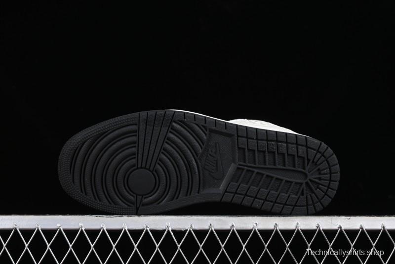 Nike Travis Scott x Fragment Design x Jordan Air Jordan 1 Low OG SP AJ1 LV Black Denim Print Low-Top Casual Sneakers - SJ2068-008