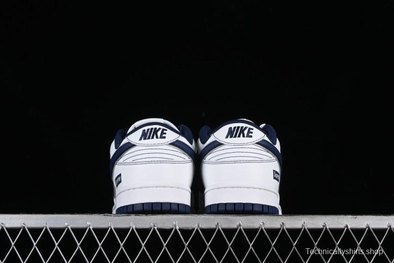 Nike Supreme x SB Dunk Low Collaboration - Navy Blue Anniversary High-End Custom Low-Top Casual Skate Shoes - DY1503-005