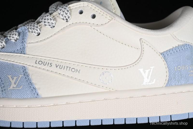 Nike Travis Scott x Fragment Design x Jordan Air Jordan 1 Low OG SP AJ1 LV Peacock Blue Low-top Casual Sneakers - LJ5188-003