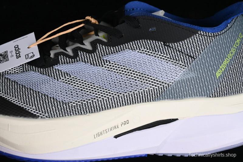 Adidas Adizero Boston 12 M Running Shoes Lightweight Breathable Low-Top with ENERGYROD Carbon Plate - IE8494