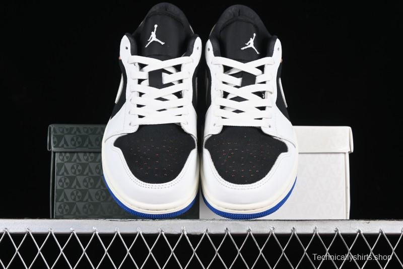 Nike Air Jordan 1 Low "Quai 54" Casual Sneakers in White Black Blue - HQ0764-001