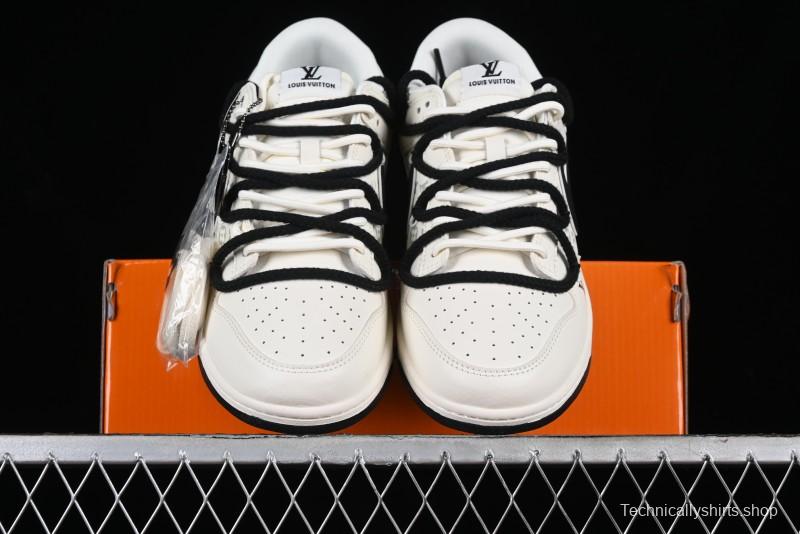 Nike SB Dunk Low LV Collaboration - Lamborghini Strap White Black Hook Anniversary High-End Custom Low-Top Casual Sneakers - SJ2068-261