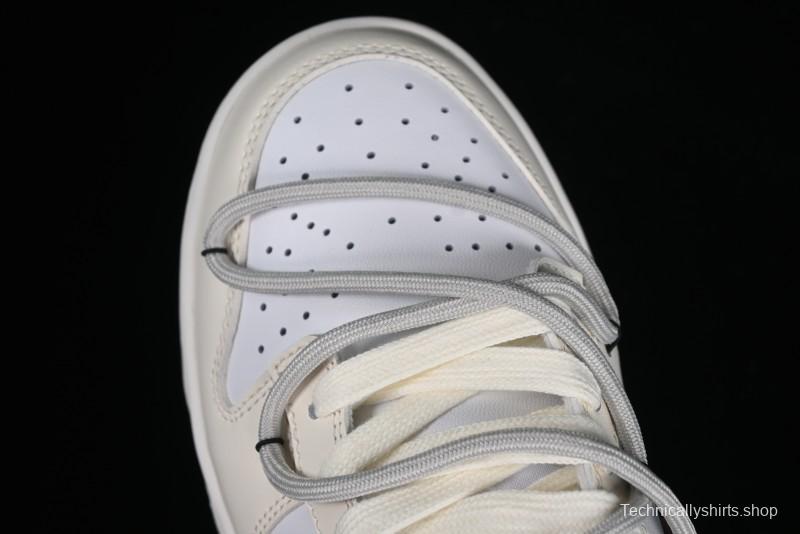 Nike Dunk Low Next Nature SB Lace-Up Low-Top Casual Sneakers in Cream Dark Brown - DD1873-103