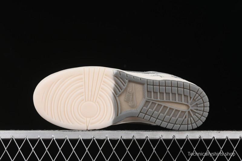 Nike SB Dunk Low Stussy Collaboration - White Grey Double Swoosh Anniversary High-End Custom Low-Top Casual Sneakers - XX2025-206