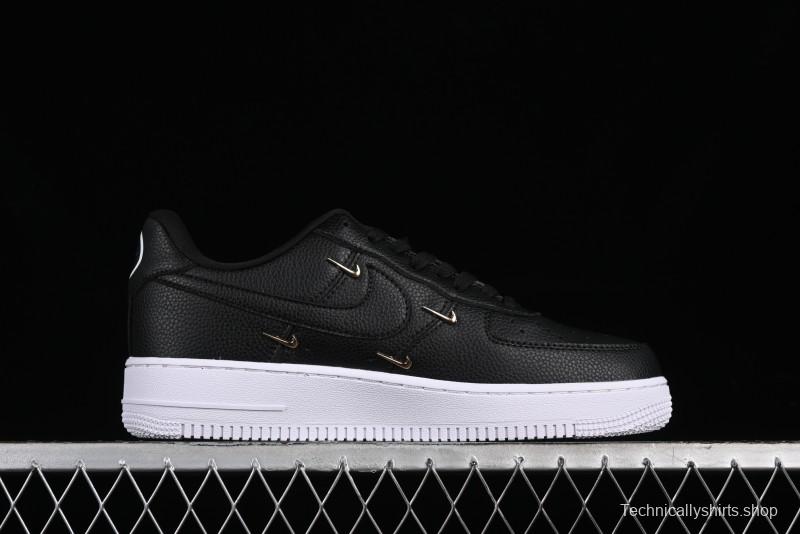 Nike Air Force 1 '07 Low Black Gold Swoosh Casual Sneakers - CT1990-001