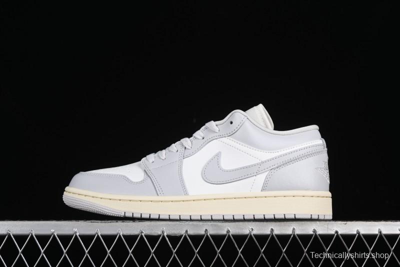 Nike Air Jordan 1 Low Casual Sneakers in White-Grey - FQ7687-300