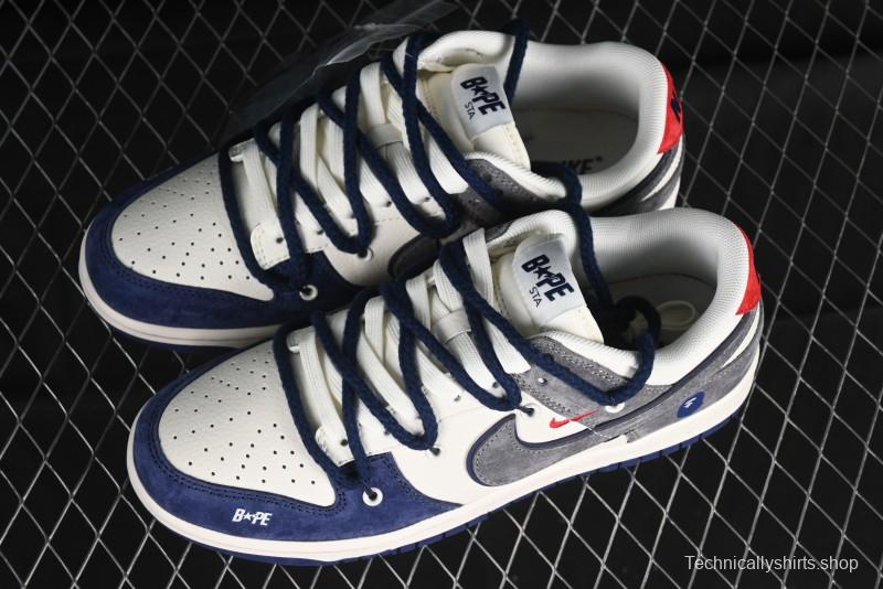 Nike SB Dunk Low BAPE Collaboration - Strap Multi-Color Grey Swoosh Anniversary Custom Low-Top Casual Sneakers - SJ2068-278