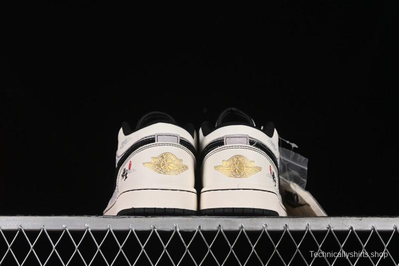 Nike Air Jordan 1 Low Retro Basketball Shoes Custom Black Myth Wukong Design - SJ9950-042